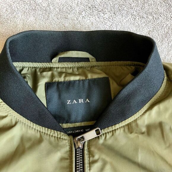 Zara Women’s Green Bomber Flight Jacket - Picture 2 of 16